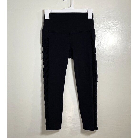 Alo Yoga Chevron Capri Semi Sheer Black Legging - Size Small - Picture 2 of 11